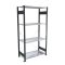 Fachbodenregal Stecksystem, Grundregal, einseitig nutzbar, H1800xB1000xT300 mm, 4 Fachböden, Fachlast 330 kg, schwarz / verzinkt