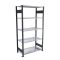 Fachbodenregal Stecksystem, Grundregal, beidseitig nutzbar, H2300xB750xT350 mm, 5 Fachböden, Fachlast 85 kg, schwarz / verzinkt