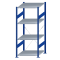 SCHULTE Steckregal, Fachbodenregale Stecksystem, Grundregal, einseitig nutzbar, H1800xB750xT800 mm, 4 Fachb&ouml;den, Fachlast 150 kg, RAL 5010 enzianblau / verzinkt