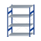 SCHULTE Steckregal, Fachbodenregale Stecksystem, Grundregal, einseitig nutzbar, H1800xB1300xT800 mm, 4 Fachb&ouml;den, Fachlast 150 kg, RAL 5010 enzianblau / verzinkt