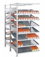 Doppel-Kanbanregal, Stecksystem, Anbaufeld, Tiefe 2x800mm, verzinkt