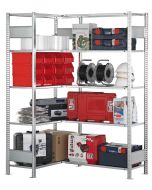 Eckregal, Stecksystem, Eckregal A+B, Eckregal A+B, Tiefe 600mm, RAL 7035 lichtgrau