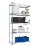 META FIX - Fachbodenregale Schraubsystem, Anbauregal, beidseitig nutzbar, H2000xB1000xT400 mm, 5 Fachböden, Fachlast 100 kg, verzinkt