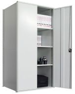 Flügeltürschrank, Grundregal, H2000xB1000xT600 mm, verzinkt/ RAL 7035 lichtgrau