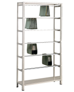 Pendelhefteregal Schraubsystem, Grundregal, Zippel, H2000xB1000xT350 mm, 6 Pendelstangen, 45 kg Fachlast, RAL 7035 lichtgrau