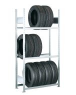 Räder-/Reifenregal, Grundregal, H4500xB1500xT400 mm, Fachlast 150 kg, Feldlast 2000 kg, verzinkt
