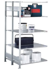 Doppelregal Stecksystem, Anbauregal, mit Längenriegel, H2500xB1000xT2x300, Fachlast 250kg, sendzimirverzinkt