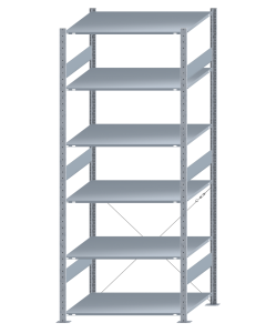 SCHULTE Steckregal, Fachbodenregale Stecksystem, Grundregal, einseitig nutzbar, H2500xB1000xT800 mm, 6 Fachböden, Fachlast 150 kg, sendzimirverzinkt