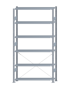 SCHULTE Steckregal, Fachbodenregale Stecksystem, Grundregal, einseitig nutzbar, H2500xB1300xT300 mm, 6 Fachböden, Fachlast 150 kg, sendzimirverzinkt