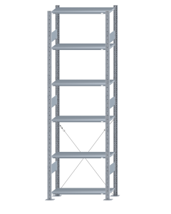 SCHULTE Steckregal, Fachbodenregale Stecksystem, Grundregal, einseitig nutzbar, H2500xB750xT300 mm, 6 Fachböden, Fachlast 150 kg, sendzimirverzinkt