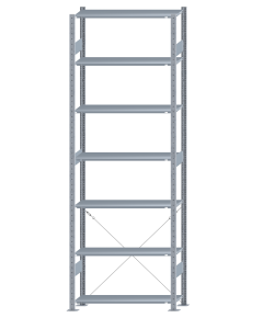 SCHULTE Steckregal, Fachbodenregale Stecksystem, Grundregal, einseitig nutzbar, H3000xB1000xT300 mm, 7 Fachböden, Fachlast 150 kg, sendzimirverzinkt