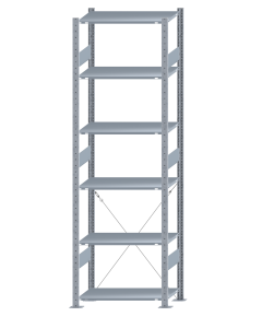 SCHULTE Steckregal, Fachbodenregale Stecksystem, Grundregal, einseitig nutzbar, H2500xB750xT400 mm, 6 Fachböden, Fachlast 150 kg, sendzimirverzinkt