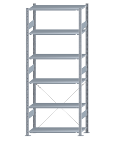 SCHULTE Steckregal, Fachbodenregale Stecksystem, Grundregal, einseitig nutzbar, H2500xB1000xT400 mm, 6 Fachböden, Fachlast 150 kg, sendzimirverzinkt