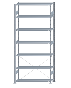 SCHULTE Steckregal, Fachbodenregale Stecksystem, Grundregal, einseitig nutzbar, H3000xB1300xT400 mm, 7 Fachböden, Fachlast 150 kg, sendzimirverzinkt