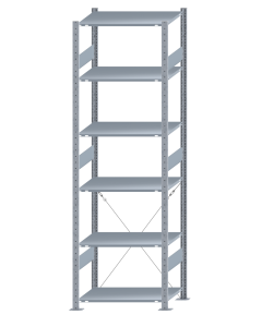 SCHULTE Steckregal, Fachbodenregale Stecksystem, Grundregal, einseitig nutzbar, H2500xB750xT500 mm, 6 Fachböden, Fachlast 150 kg, sendzimirverzinkt