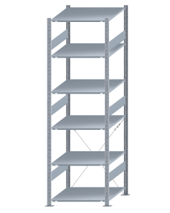 SCHULTE Steckregal, Fachbodenregale Stecksystem, Grundregal, einseitig nutzbar, H2500xB750xT800 mm, 6 Fachböden, Fachlast 150 kg, sendzimirverzinkt