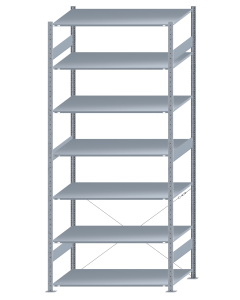 SCHULTE Steckregal, Fachbodenregale Stecksystem, Grundregal, einseitig nutzbar, H3000xB1300xT800 mm, 7 Fachböden, Fachlast 150 kg, sendzimirverzinkt