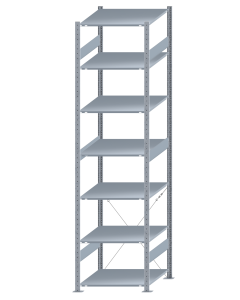 SCHULTE Steckregal, Fachbodenregale Stecksystem, Grundregal, einseitig nutzbar, H3000xB750xT800 mm, 7 Fachböden, Fachlast 150 kg, sendzimirverzinkt