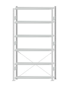 SCHULTE Steckregal, Fachbodenregale Stecksystem, Grundregal, einseitig nutzbar, H2500xB1300xT300 mm, 6 Fachböden, Fachlast 150 kg, RAL 7035 lichtgrau