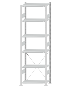 SCHULTE Steckregal, Fachbodenregale Stecksystem, Grundregal, einseitig nutzbar, H2500xB750xT400 mm, 6 Fachböden, Fachlast 150 kg, RAL 7035 lichtgrau