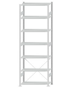 SCHULTE Steckregal, Fachbodenregale Stecksystem, Grundregal, einseitig nutzbar, H3000xB1000xT400 mm, 7 Fachböden, Fachlast 150 kg, RAL 7035 lichtgrau
