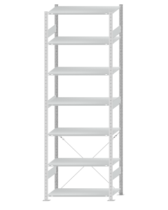 SCHULTE Steckregal, Fachbodenregale Stecksystem, Grundregal, einseitig nutzbar, H3000xB1000xT500 mm, 7 Fachböden, Fachlast 150 kg, RAL 7035 lichtgrau