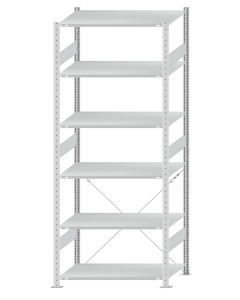 SCHULTE Steckregal, Fachbodenregale Stecksystem, Grundregal, einseitig nutzbar, H2500xB1000xT600 mm, 6 Fachböden, Fachlast 150 kg, RAL 7035 lichtgrau