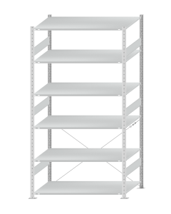 SCHULTE Steckregal, Fachbodenregale Stecksystem, Grundregal, einseitig nutzbar, H2500xB1300xT800 mm, 6 Fachböden, Fachlast 150 kg, RAL 7035 lichtgrau