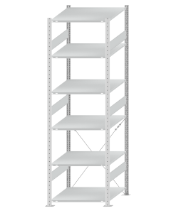 SCHULTE Steckregal, Fachbodenregale Stecksystem, Grundregal, einseitig nutzbar, H2500xB750xT800 mm, 6 Fachböden, Fachlast 150 kg, RAL 7035 lichtgrau