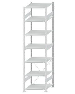 SCHULTE Steckregal, Fachbodenregale Stecksystem, Grundregal, einseitig nutzbar, H3000xB750xT800 mm, 7 Fachböden, Fachlast 150 kg, RAL 7035 lichtgrau