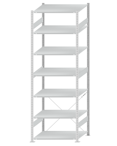 SCHULTE Steckregal, Fachbodenregale Stecksystem, Grundregal, einseitig nutzbar, H3000xB1000xT800 mm, 7 Fachböden, Fachlast 150 kg, RAL 7035 lichtgrau