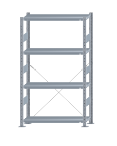 SCHULTE Steckregal, Fachbodenregale Stecksystem, Grundregal, einseitig nutzbar, H1800xB1000xT300 mm, 4 Fachböden, Fachlast 330 kg, sendzimirverzinkt