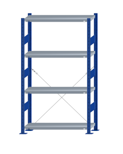 SCHULTE Steckregal, Fachbodenregale Stecksystem, Grundregal, einseitig nutzbar, H1800xB1000xT300 mm, 4 Fachböden, Fachlast 330 kg, RAL 5010 enzianblau / verzinkt