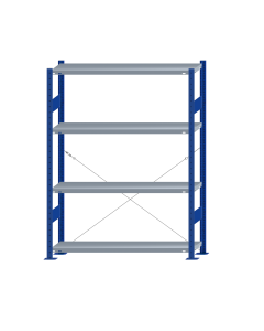 SCHULTE Steckregal, Fachbodenregale Stecksystem, Grundregal, einseitig nutzbar, H1800xB1300xT300 mm, 4 Fachböden, Fachlast 250 kg, RAL 5010 enzianblau / verzinkt