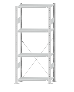 SCHULTE Steckregal, Fachbodenregale Stecksystem, Grundregal, einseitig nutzbar, H1800xB750xT300 mm, 4 Fachböden, Fachlast 150 kg, RAL 7035 lichtgrau