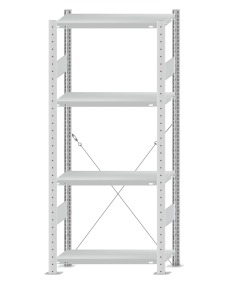 SCHULTE Steckregal, Fachbodenregale Stecksystem, Grundregal, einseitig nutzbar, H1800xB750xT300 mm, 4 Fachböden, Fachlast 250 kg, RAL 7035 lichtgrau