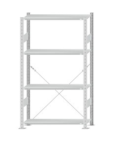 SCHULTE Steckregal, Fachbodenregale Stecksystem, Grundregal, einseitig nutzbar, H1800xB1000xT300 mm, 4 Fachböden, Fachlast 150 kg, RAL 7035 lichtgrau