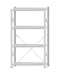 SCHULTE Steckregal, Fachbodenregale Stecksystem, Grundregal, einseitig nutzbar, H1800xB1000xT300 mm, 4 Fachböden, Fachlast 250 kg, RAL 7035 lichtgrau