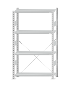 SCHULTE Steckregal, Fachbodenregale Stecksystem, Grundregal, einseitig nutzbar, H1800xB1000xT300 mm, 4 Fachböden, Fachlast 330 kg, RAL 7035 lichtgrau