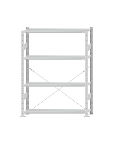 SCHULTE Steckregal, Fachbodenregale Stecksystem, Grundregal, einseitig nutzbar, H1800xB1300xT300 mm, 4 Fachböden, Fachlast 150 kg, RAL 7035 lichtgrau