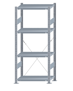 SCHULTE Steckregal, Fachbodenregale Stecksystem, Grundregal, einseitig nutzbar, H1800xB750xT400 mm, 4 Fachböden, Fachlast 250 kg, sendzimirverzinkt