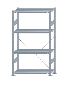 SCHULTE Steckregal, Fachbodenregale Stecksystem, Grundregal, einseitig nutzbar, H1800xB1000xT400 mm, 4 Fachböden, Fachlast 250 kg, sendzimirverzinkt