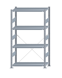 SCHULTE Steckregal, Fachbodenregale Stecksystem, Grundregal, einseitig nutzbar, H1800xB1000xT400 mm, 4 Fachböden, Fachlast 330 kg, sendzimirverzinkt