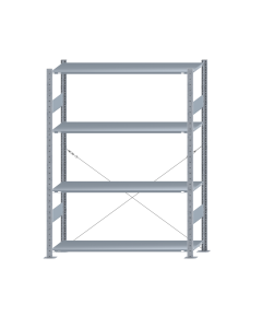 SCHULTE Steckregal, Fachbodenregale Stecksystem, Grundregal, einseitig nutzbar, H1800xB1300xT400 mm, 4 Fachböden, Fachlast 150 kg, sendzimirverzinkt