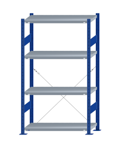 SCHULTE Steckregal, Fachbodenregale Stecksystem, Grundregal, einseitig nutzbar, H1800xB1000xT400 mm, 4 Fachböden, Fachlast 250 kg, RAL 5010 enzianblau / verzinkt