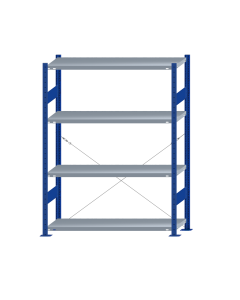 SCHULTE Steckregal, Fachbodenregale Stecksystem, Grundregal, einseitig nutzbar, H1800xB1300xT400 mm, 4 Fachböden, Fachlast 250 kg, RAL 5010 enzianblau / verzinkt