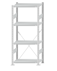 SCHULTE Steckregal, Fachbodenregale Stecksystem, Grundregal, einseitig nutzbar, H1800xB750xT400 mm, 4 Fachböden, Fachlast 250 kg, RAL 7035 lichtgrau