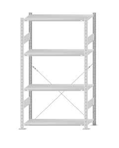 SCHULTE Steckregal, Fachbodenregale Stecksystem, Grundregal, einseitig nutzbar, H1800xB1000xT400 mm, 4 Fachböden, Fachlast 150 kg, RAL 7035 lichtgrau
