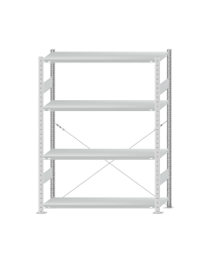 SCHULTE Steckregal, Fachbodenregale Stecksystem, Grundregal, einseitig nutzbar, H1800xB1300xT400 mm, 4 Fachböden, Fachlast 250 kg, RAL 7035 lichtgrau