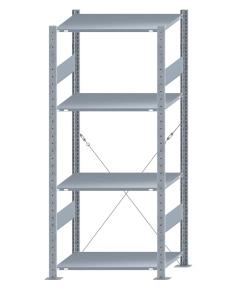 SCHULTE Steckregal, Fachbodenregale Stecksystem, Grundregal, einseitig nutzbar, H1800xB750xT500 mm, 4 Fachböden, Fachlast 150 kg, sendzimirverzinkt